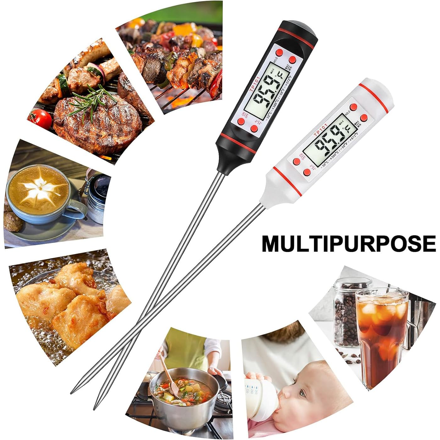 Thermomètre De Cuisine ThermoPro TP15 - Sonde Instantanée Étanche IPX6 Pour Viande, BBQ, Pâtisserie