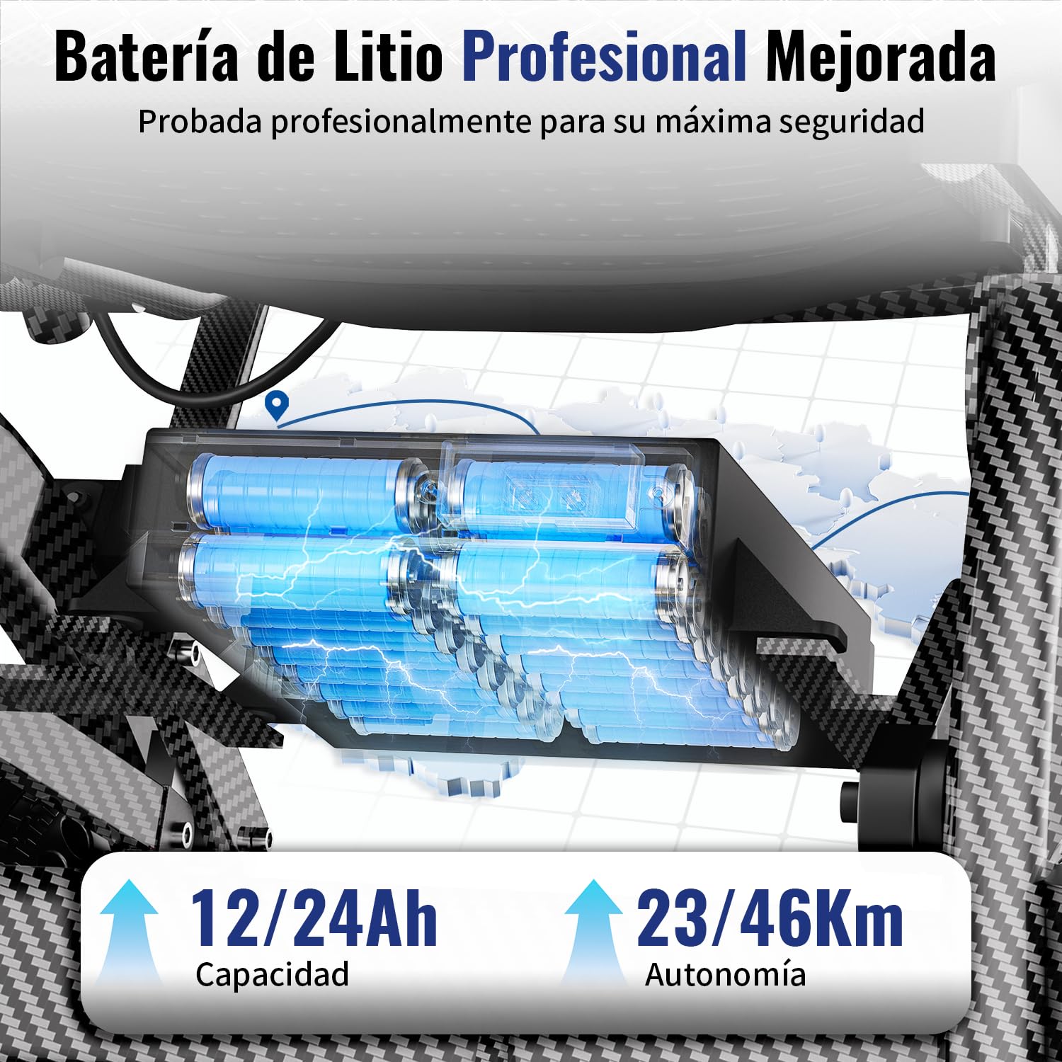 B10 Silla Ruedas Eléctrica Plegable Adultos/Mayores, Respaldo 145° Reclinable & Asiento Ergonómico, 25/50km Autonomía, Batería 12Ah Litio Extraíble, Motor Sin Escobillas 400W, 18KG (B10-24AH)