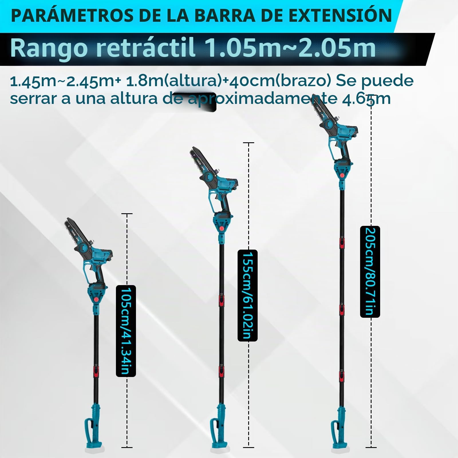 Motosierra de podar profesional compatible con Makita 18 V | 6 pulgadas, sin escobillas, 2 en 1, con mango telescópico y telescópico, podadora eléctrica, altura de trabajo de 4,5 m