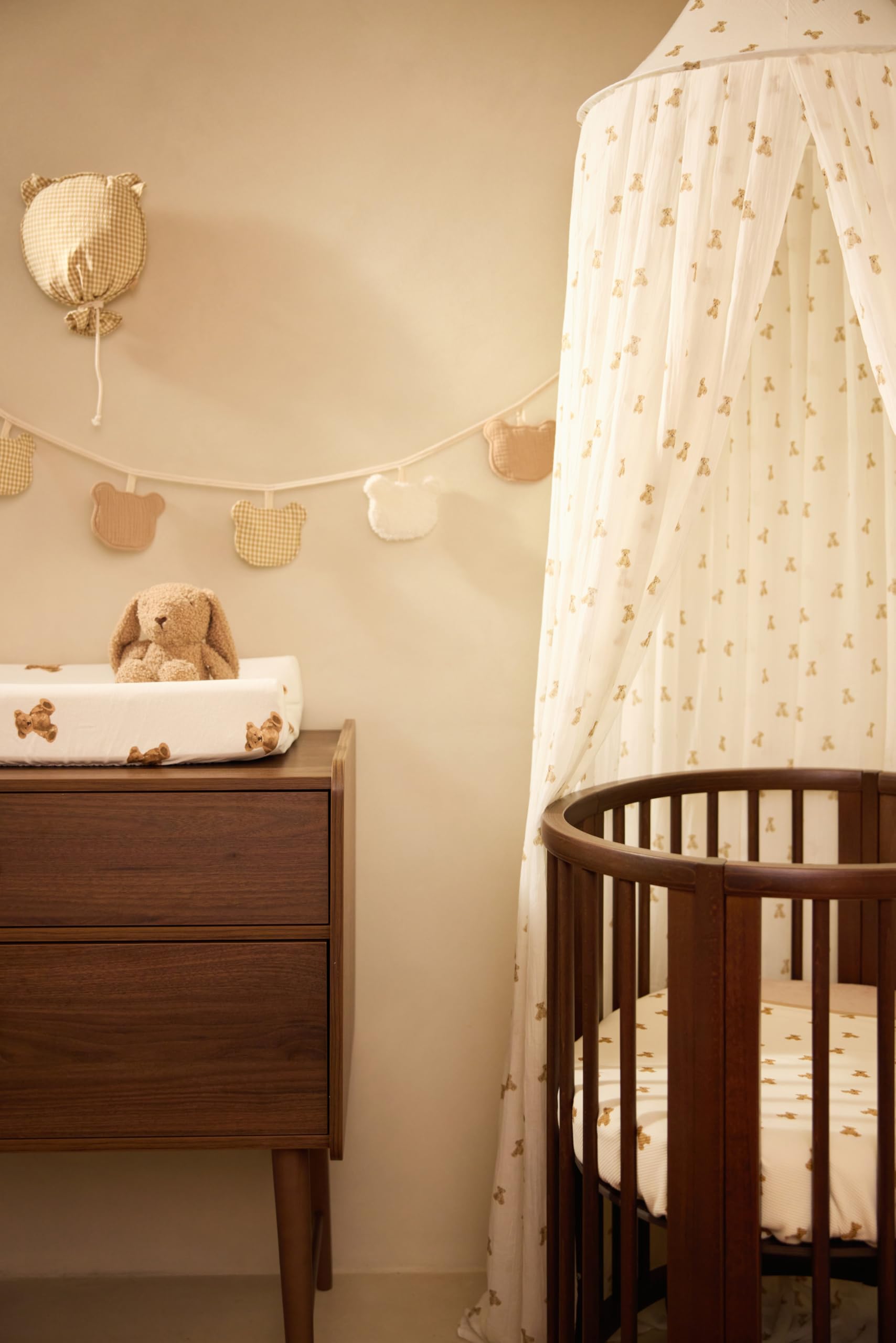 Jollein Ciel de lit Mini Teddy Bear - Hauteur 245 cm - Ciel de lit pour Chambre bébé - certifié Oeko-TEX - avec Motif Mini Teddy Bear