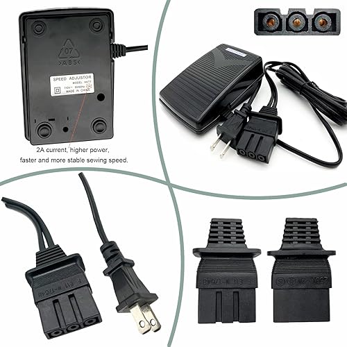 Miniatura 5 de BRIGHTLYLIT Pedal de pie y cable de alimentación para máquina de coser Brother, controlador de pie de velocidad variable CVT de doble línea,