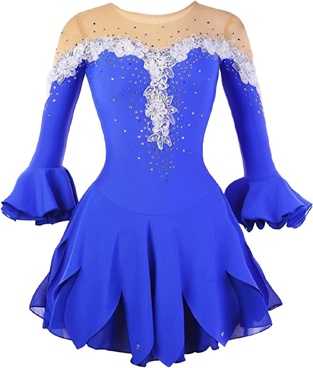 Figure Skating Clothing for Girls Women Ice Roller Skating Dresses with Crystal Decoration