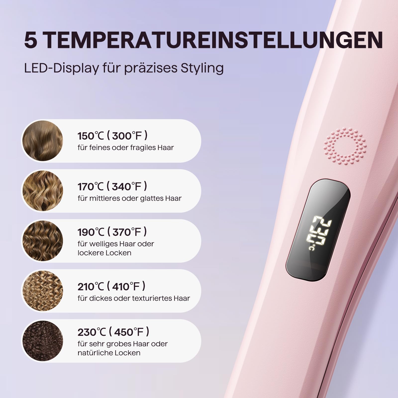 Wavytalk Dampf-Glätteisen Haarglätter für Schnell einen Seidig Glattes Haar | Steam Sesh Glätteisen mit abnehmbarem Kamm, weniger Hitzeschäden und schnelle Ergebnisse für alle Haartypen, Pink