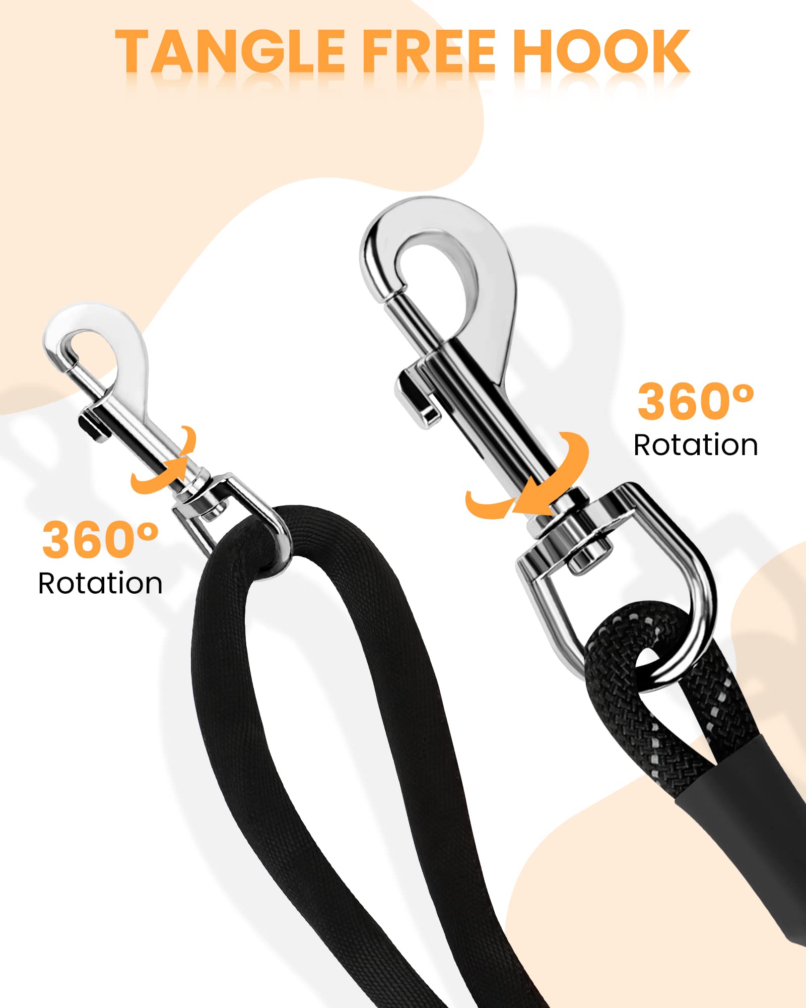 HAPPY HACHI Guinzaglio da Addestramento per Cani 10m, Lunghina Cane, Lungo Nylon Riflettente Leggero, con Fibbia Lega Zinco, per Allontanare Sicurezza Passeggio, Negro