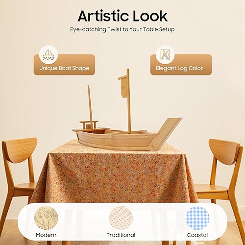 Miniatura 8 de Bandeja para barco de sushi de 31.5 pulgadas, bandeja de mariscos, bandeja de aperitivos, plato para servir comida para restaurante, servicio