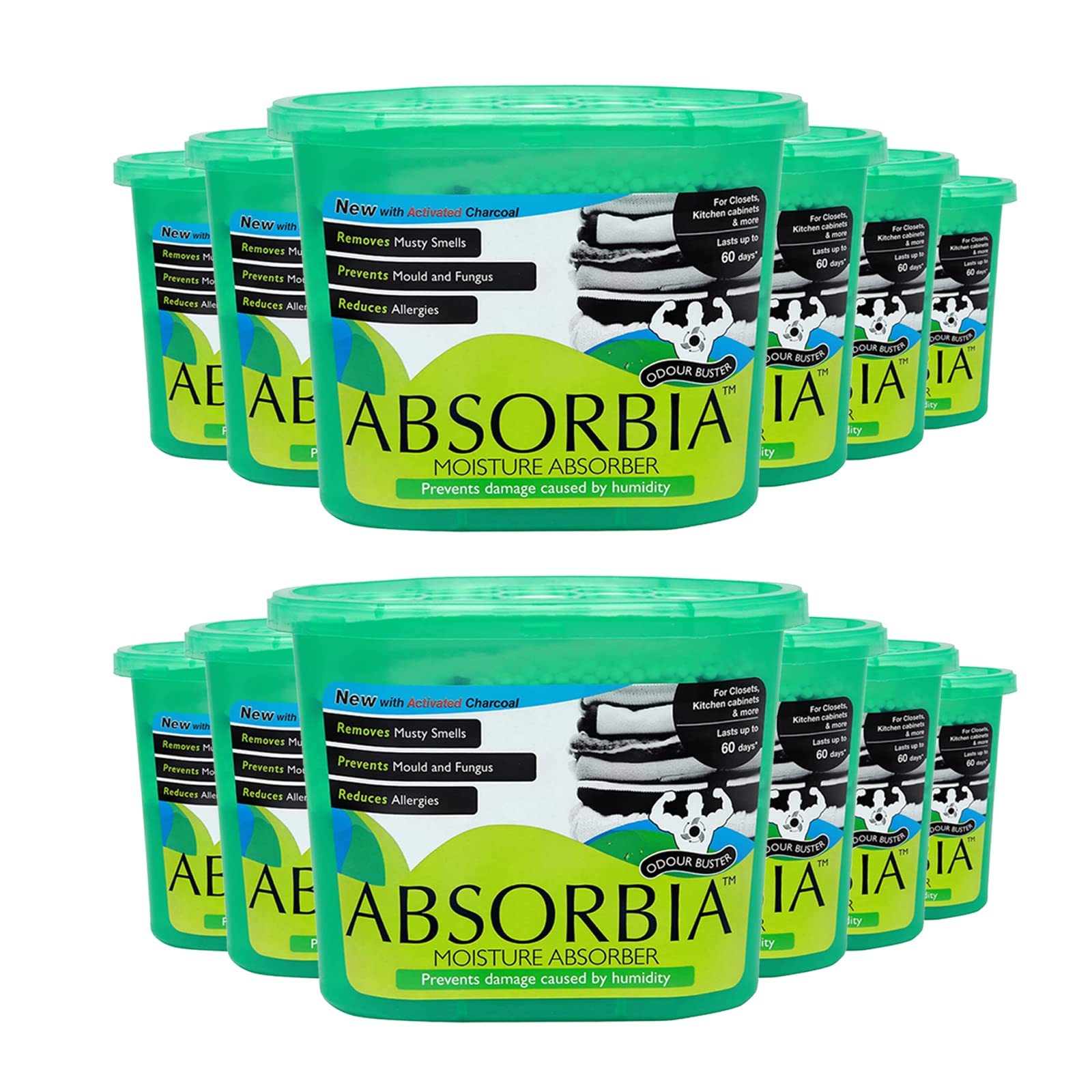 Absorbia Moisture Absorber Odour Buster with Activated Charcoal | Season XL - Pack of 12 (600ml Each) (B08YJFVD91) Amazon Price History, Amazon Price Tracker
