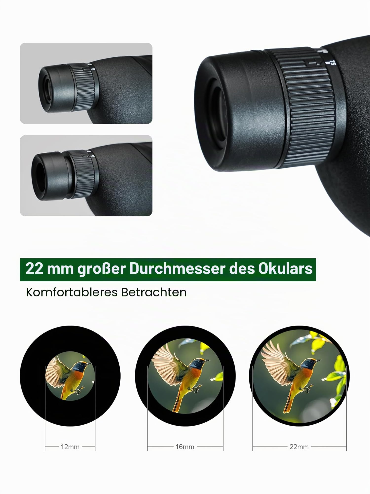 Spektiv Monokular Teleskop 25-75x60 HD Hohe Vergrößerung Nachtsicht für Jagd Vogelbeobachtung