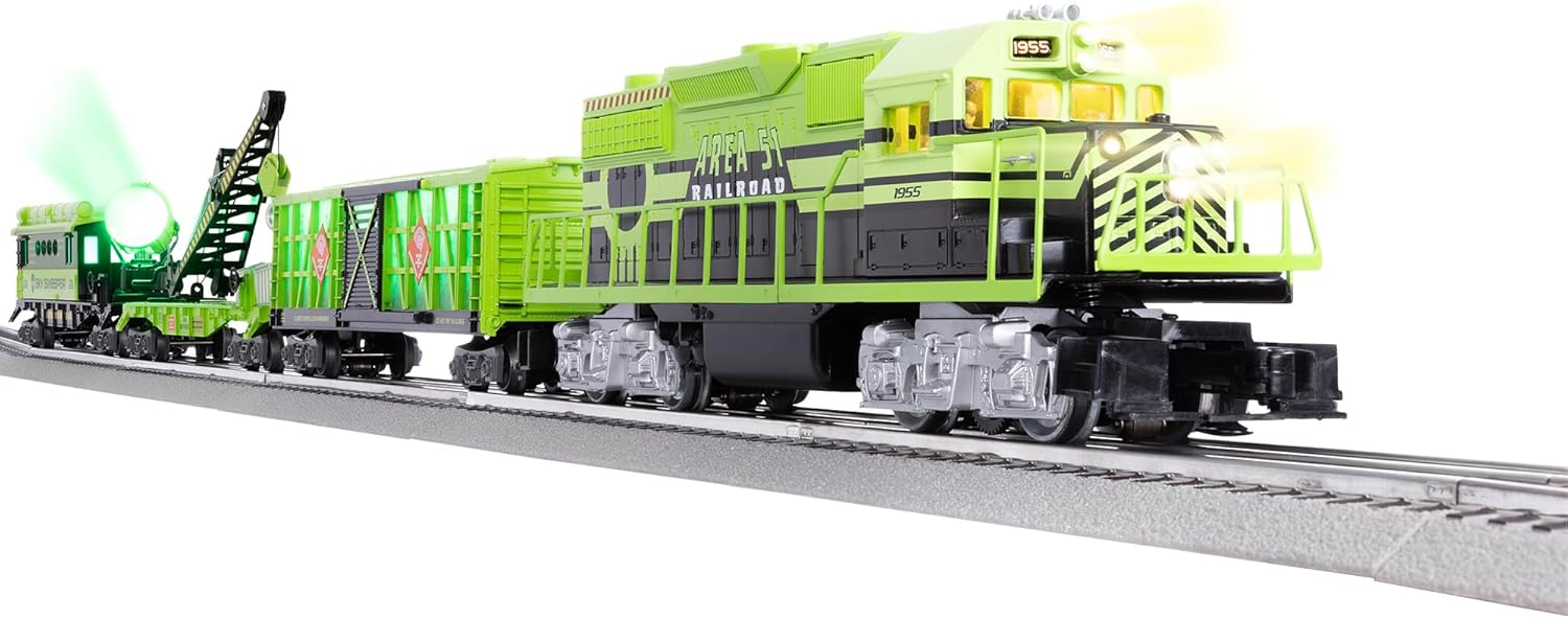 Lionel Area 51 UFO Recovery Bluetooth LionChief Electric O Gauge Freight Train Set with Remote