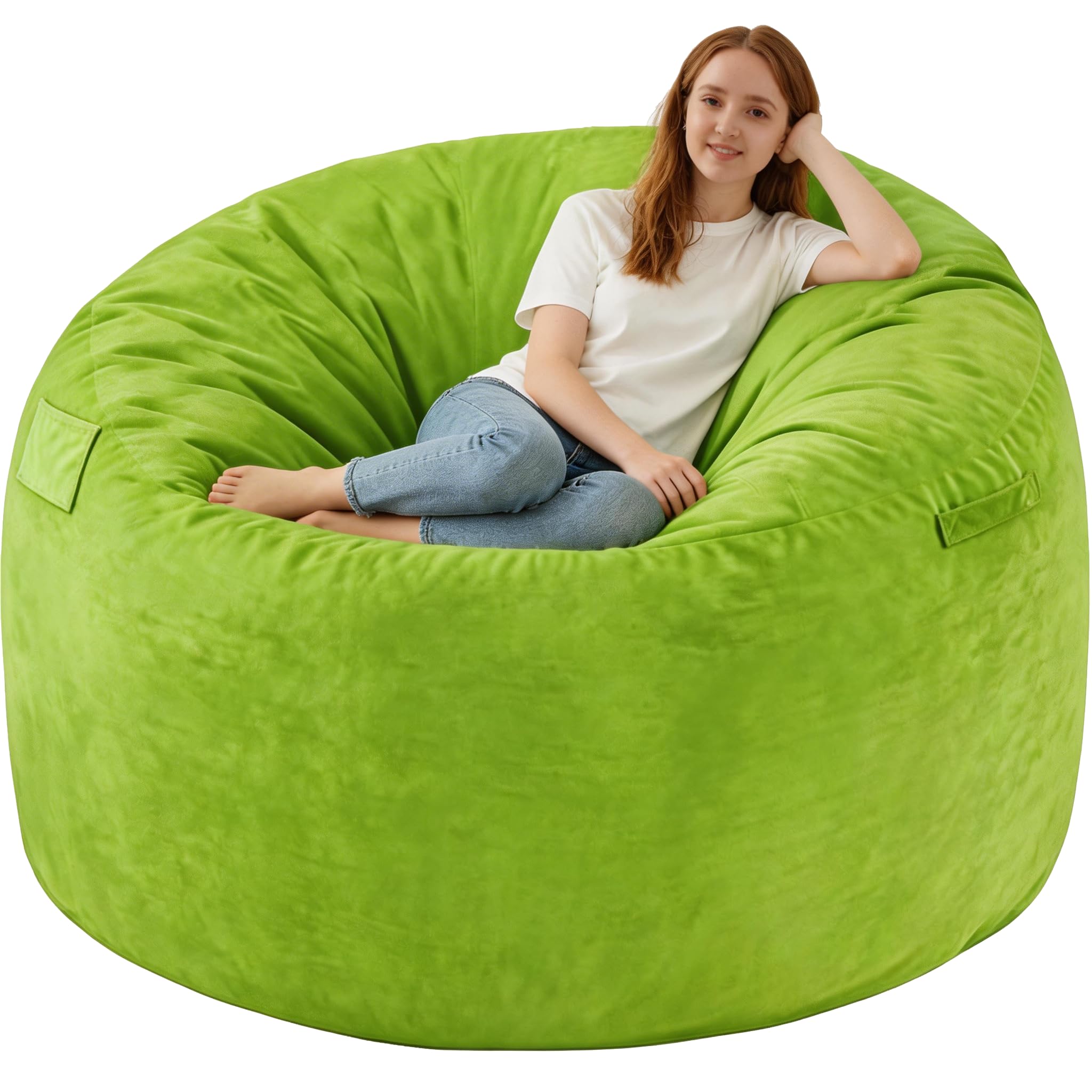 SIMFLAG 6FT Bean Bag Chair in Lime Dutch Velvet