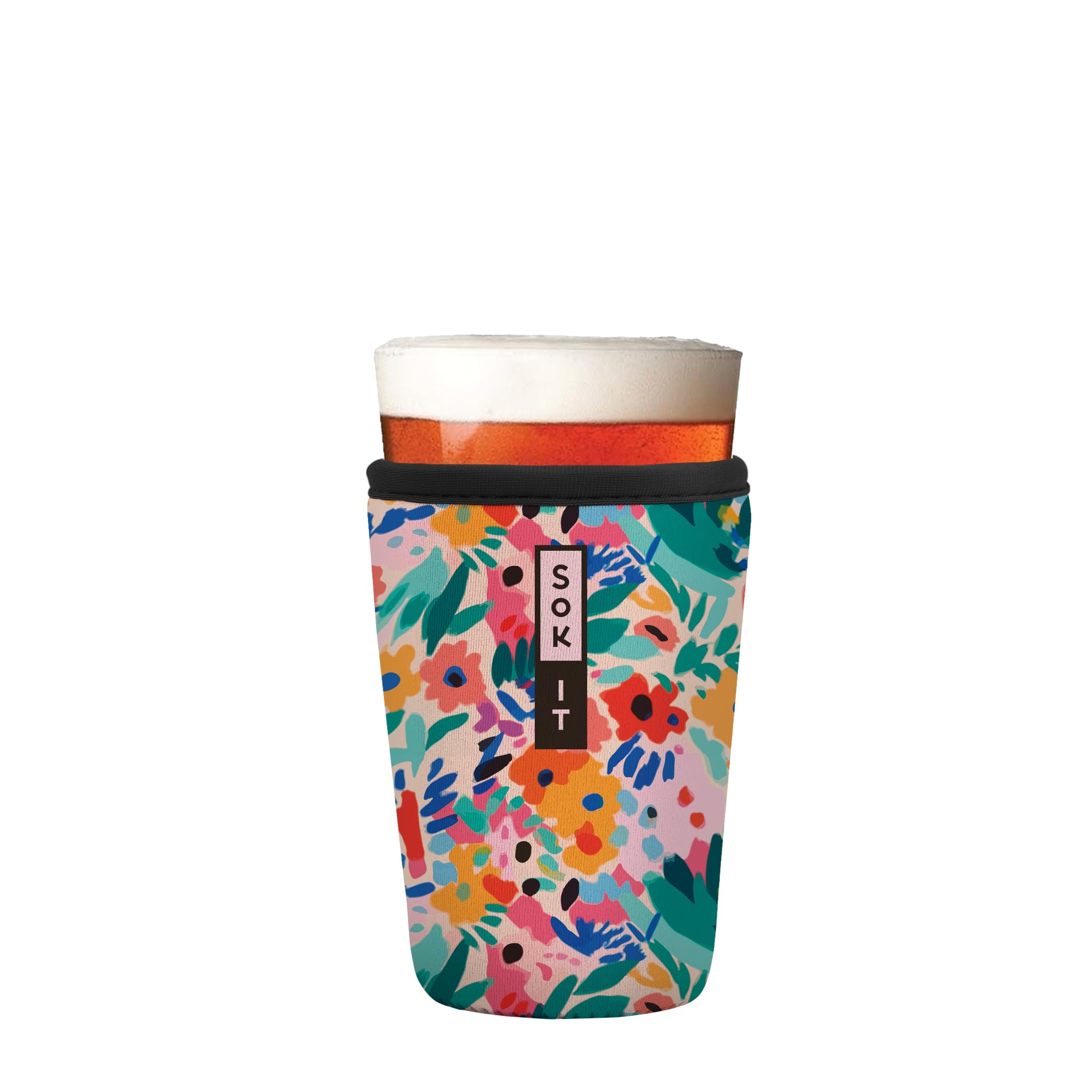 Sok It PintGlassSok Beer Glass Sleeve Insulated Neoprene Cover (Abstract Floral, Pint Glass Sleeve)