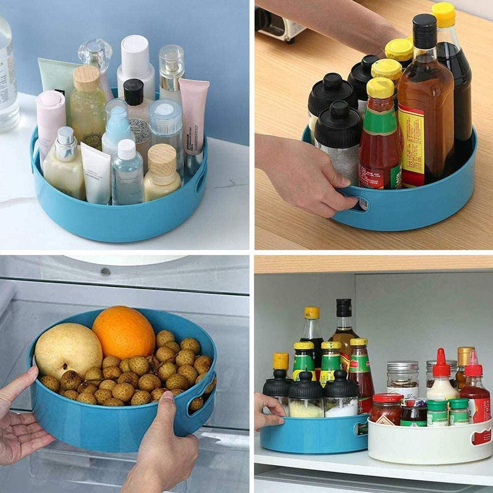 Organizador de armario giratorio – Estante multifuncional para especias y bandeja giratoria antideslizante para cocina y refrigerador