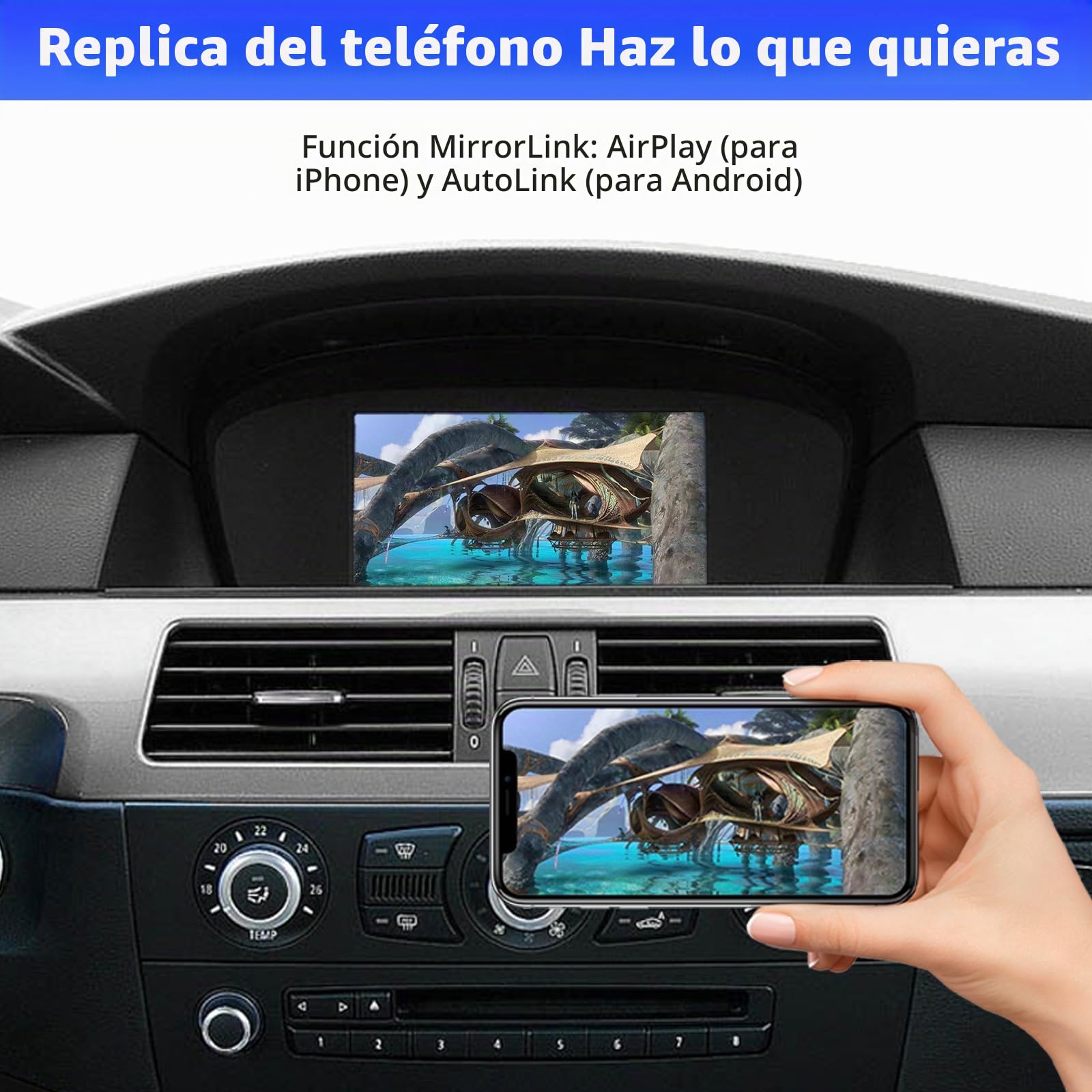 Road Top CarPlay Retrofit Kit para BMW Serie 1/3/5/6/7/X1/X3/X5/X6 con CIC | 2008-2012, Interfaz CarPlay, CarPlay Inalámbrico, Android Auto, MirrorLink, Adaptador CarPlay, Integración OEM