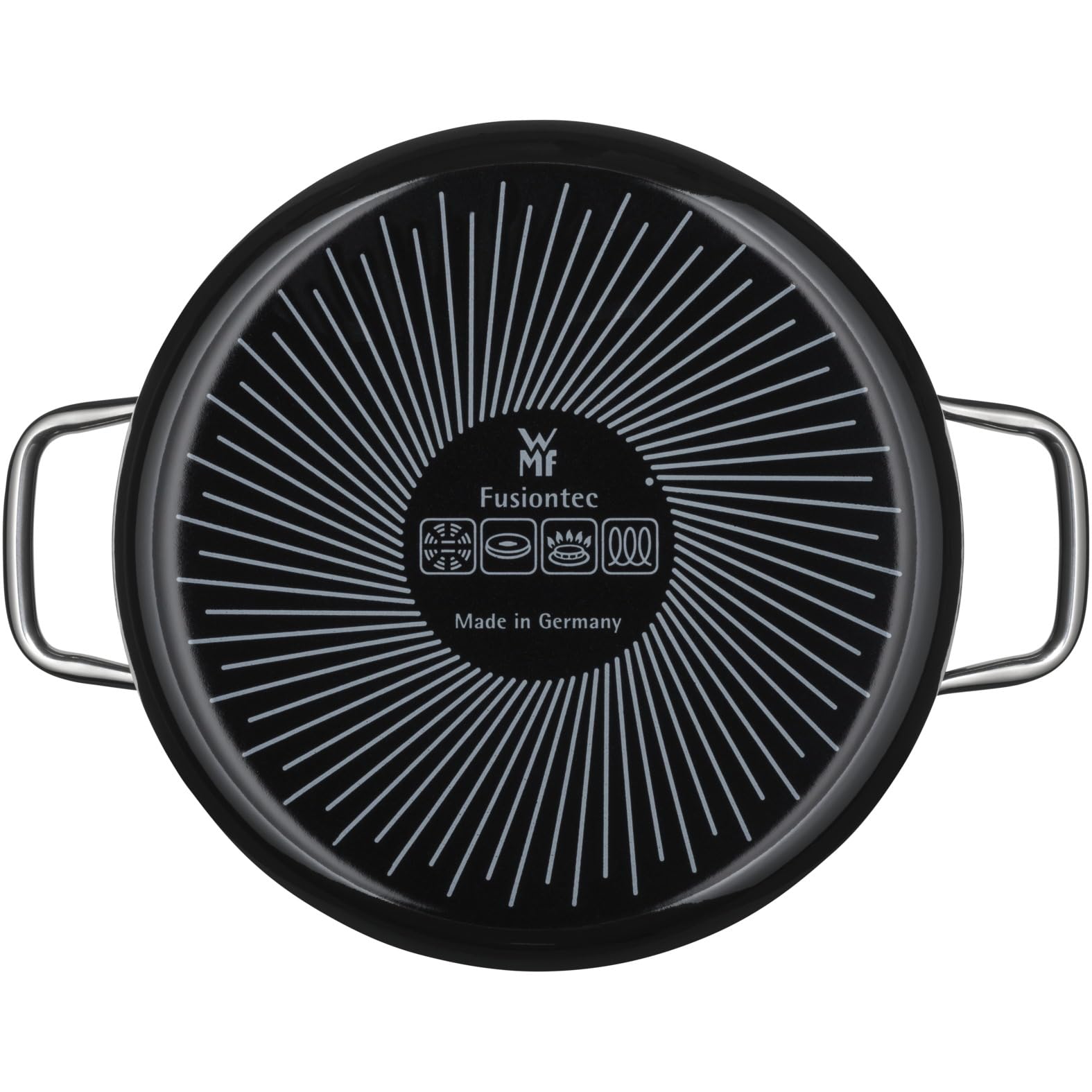WMF Fusiontec Essential - Olla grande, 24 cm, tapa de cristal, olla de inducción, 6,4 L, cerámica de alta tecnología, resistente a los arañazos, sin revestimiento, color negro, fabricado en Alemania