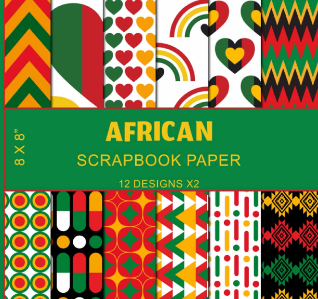 African Scrapbook Paper 12 Designs X2, Decorative Craft Paper Pad Supplies, Black History Month