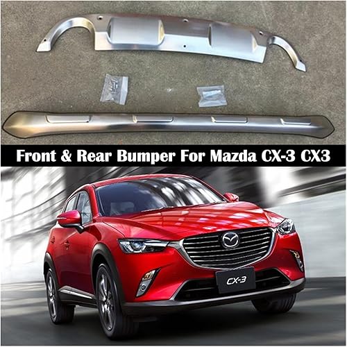 Miniatura 2 de Parachoques delantero y trasero compatible con Mazda CX-3 CX3 2016-2022, protector de difusor de acero inoxidable (color parachoques delantero y