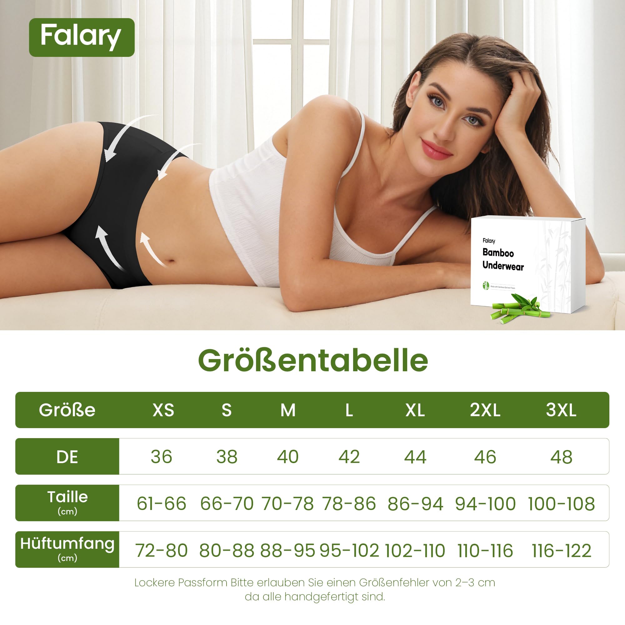 FALARY Bambus Unterhosen Damen,Weichheit Seidenweich Mittlere Taille Unterwäsche Frauen,Atmungsaktiv und Stretch Damenslips,Feuchtigkeitsableitend Hipster 5er Pack