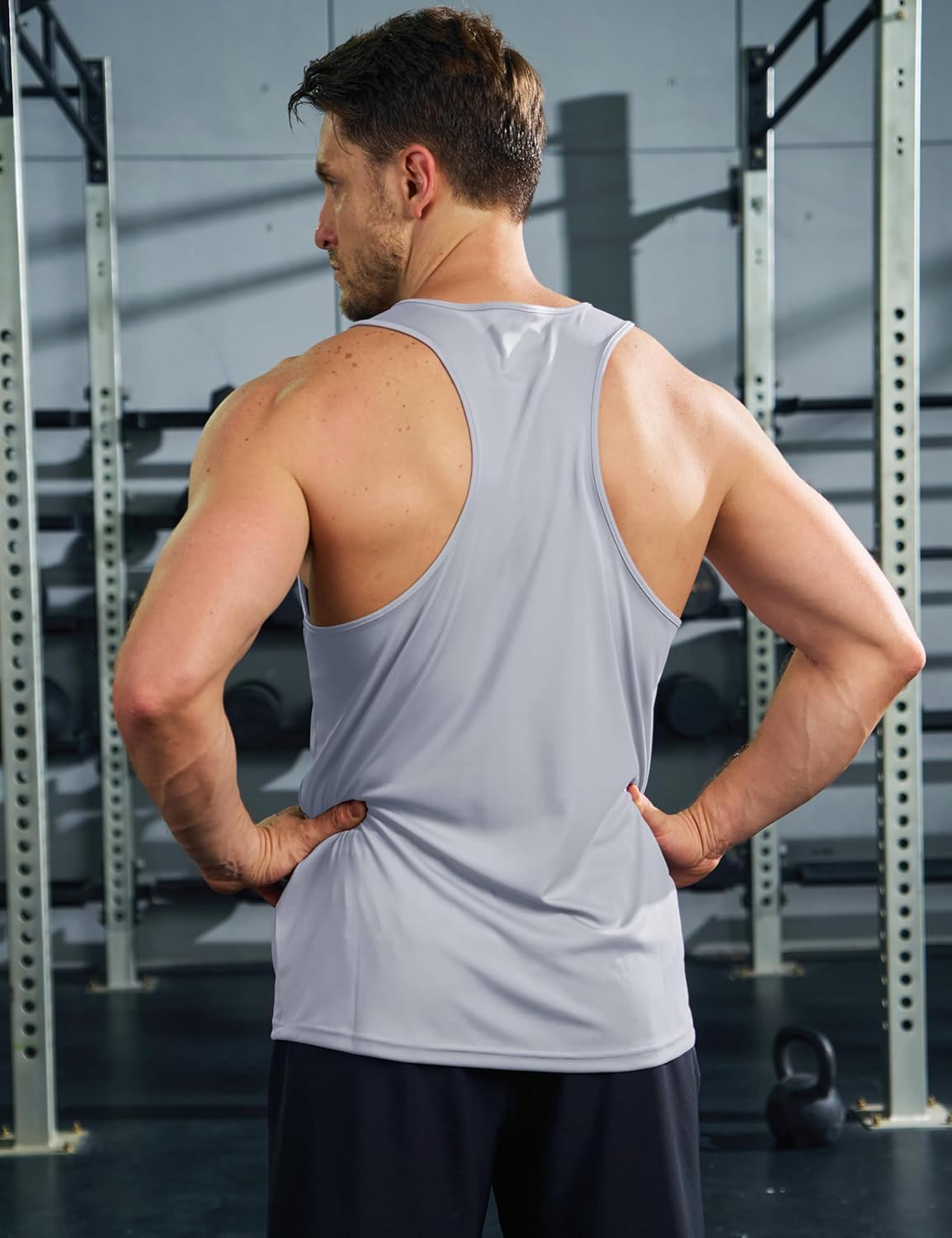 MAGCOMSEN Men's UPF 50+ Tank Tops Y Back Quick Dry Workout Gym Sleeveless Muscle Shirts Summer Bodybuilding Cut Off Shirt - Image 5