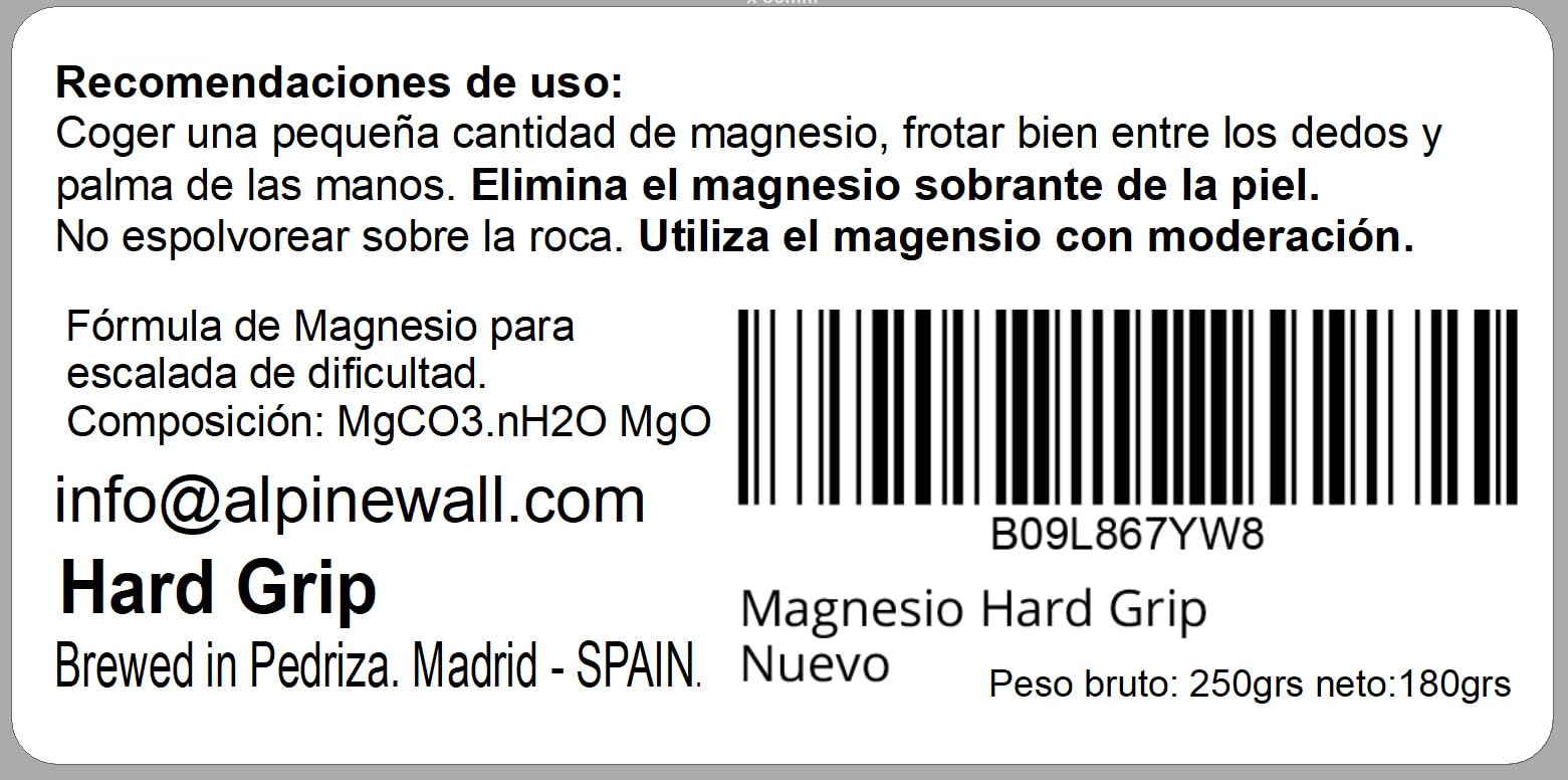 Magnesio Hard Grip, para escalada deportiva de dificultad y bloque. Fórmula concentrada.