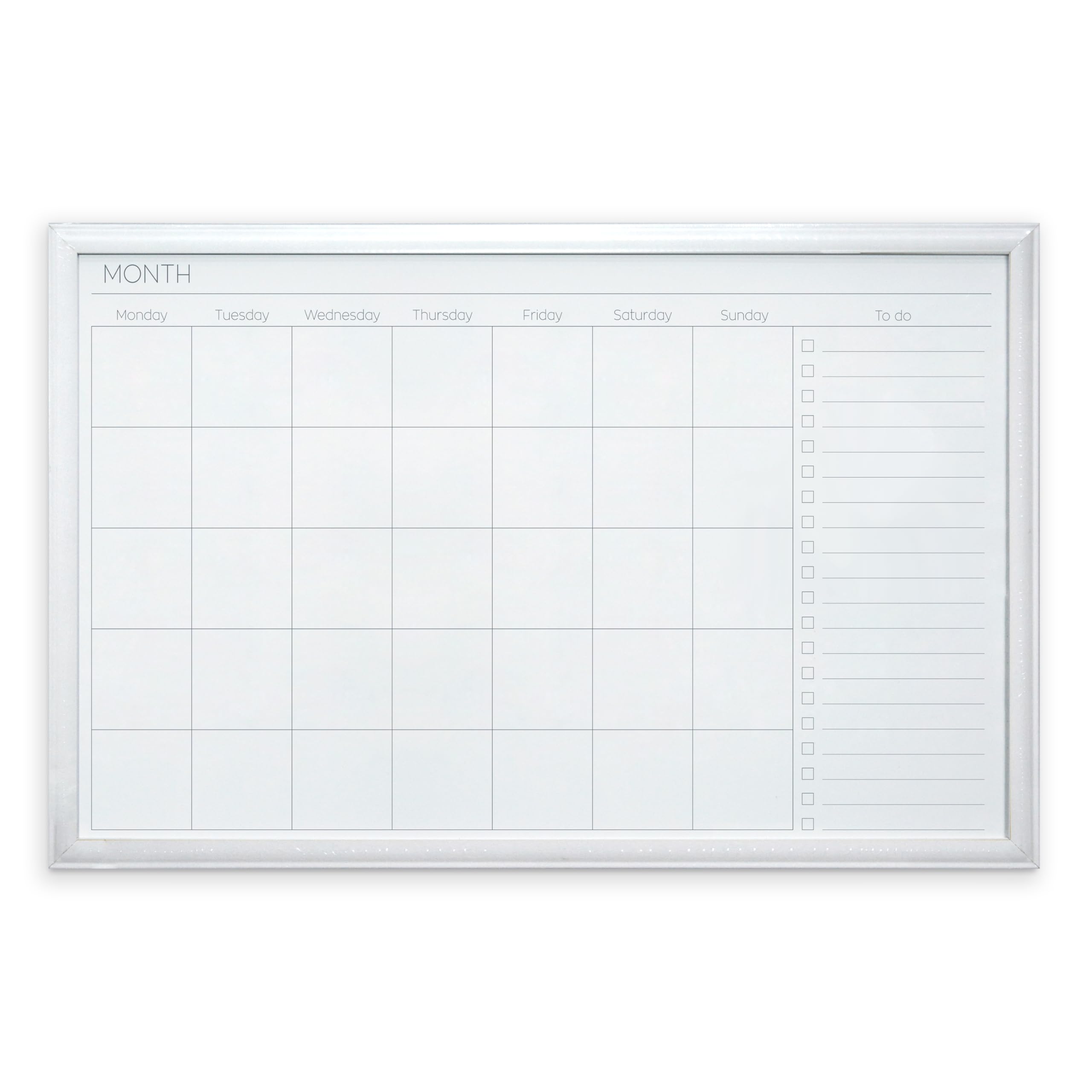 Magnetic Monthly Planner Dry Erase Board with White MDF Frame – Sleek Modern Design Wall Mounted Day & Month Planner Whiteboard for Kitchen, Office, Study, Bedroom, Functional Home Decor – H51 x W76cm