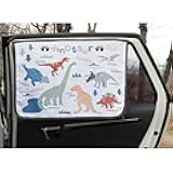 Magnetic Car Sun Shade Curtain for Side Window – Sun Blocker and UV Protector for Baby, Kids, and Pets – Universal Fit with Built-in Magnets for Steel-Framed Door (Dinosaur)