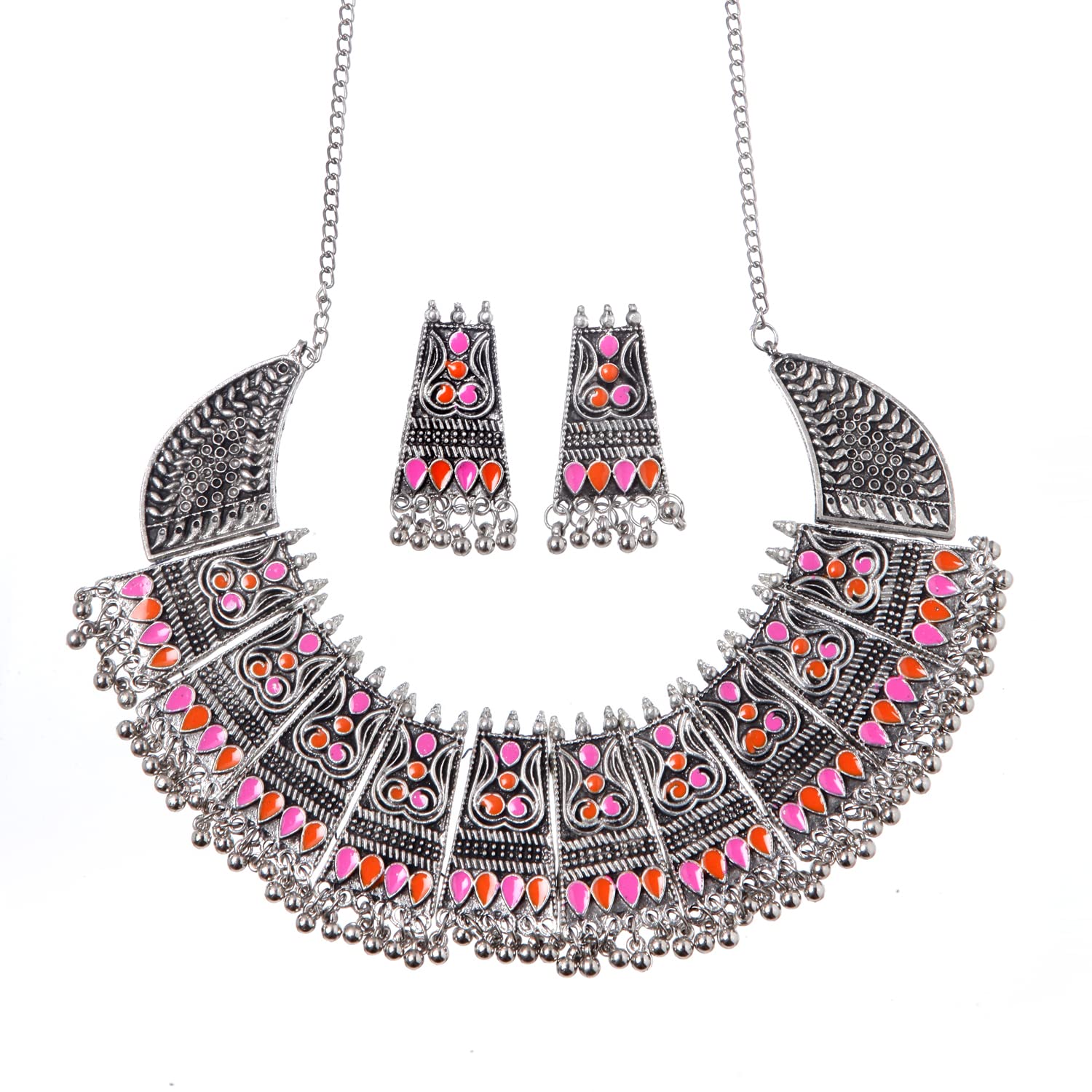 Shining Diva Fashion Latest Stylish Traditional Oxidised Silver Necklace Jewellery Set for Women (13154s) (B0B15KLRTT) Amazon Price History, Amazon Price Tracker