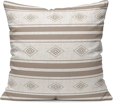 Brown Striped Throw Pillow Covers, Soft Pillowcases with Invisible Zipper, Modern Geometric Aesthetics Decorative Square Pillow Cushion Covers for Living Room Couch Sofa Bed 20x20 Inches