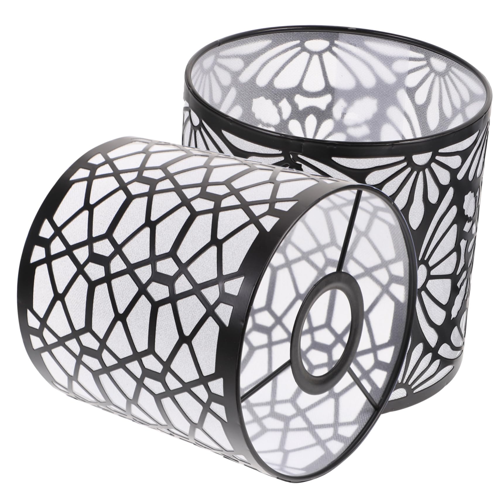 HEMOTON 2pcs Black Metal Desk Lamp Shades Butterfly Water Cube Patterns Small Replacement Lamp Shades Indoor Home and Hotel Light Covers