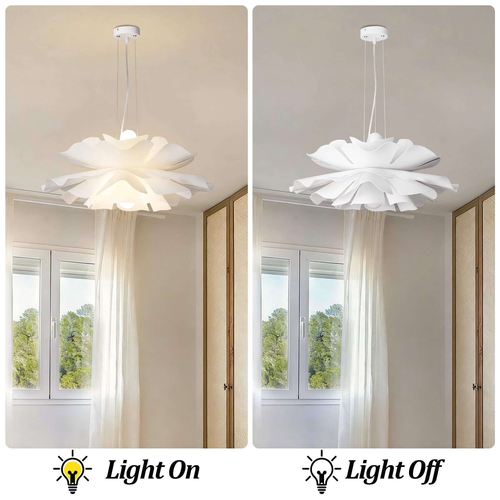 Lampada sospensione moderna in acrilico bianco Lampada a sospensione a fiori creativi Lampadario per camera da letto nordico Illuminazione a sospensione regolabile in altezza Lampada decorativ