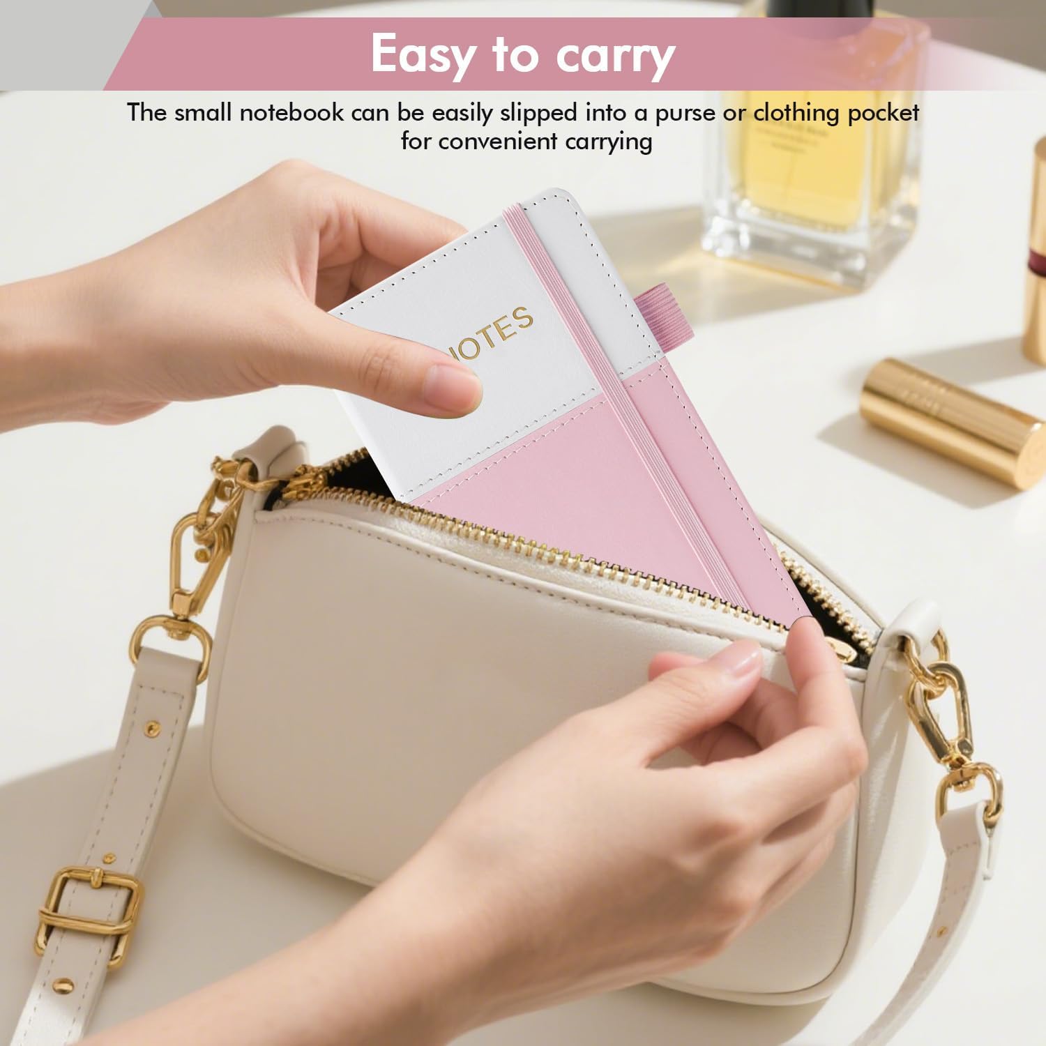 Small Journal Notebook for Women, 3.8" x 7", Pocket Size Notebook for Purse, Hardcover, 140 Pages 100GSM Lined Paper, for Work, Writing, Note Taking, Diary and Travel Notepad image 5