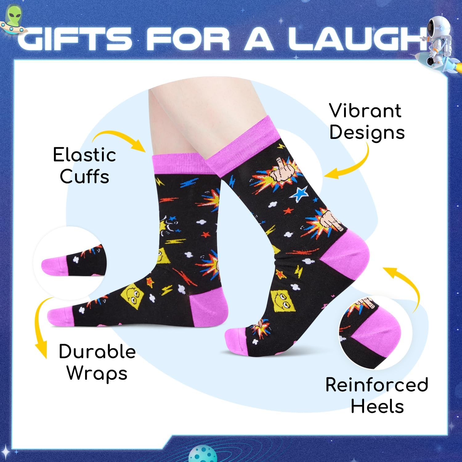 HAPPYPOP Funny Socks for Women - Fart Sarcastic Fuck Off Socks, Novelty Gifts for Mom Her - Image 3