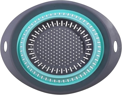 Vista 31 de Sevenfly 1 colador plegable, colador plegable, colador de cocina que ahorra espacio, colador plegable de silicona de grado alimenticio con asa, Azul