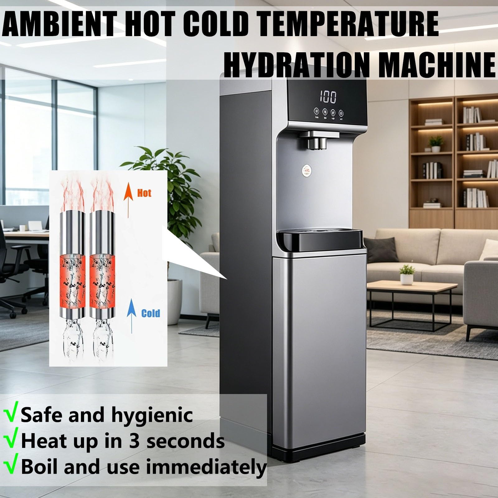 Distributore D'Acqua A Caricamento Dal Basso,Distributore Acqua Refrigerata,Con 5 Impostazioni Di Temperatura,Distributores D'Acquas Indipendente Per Studio