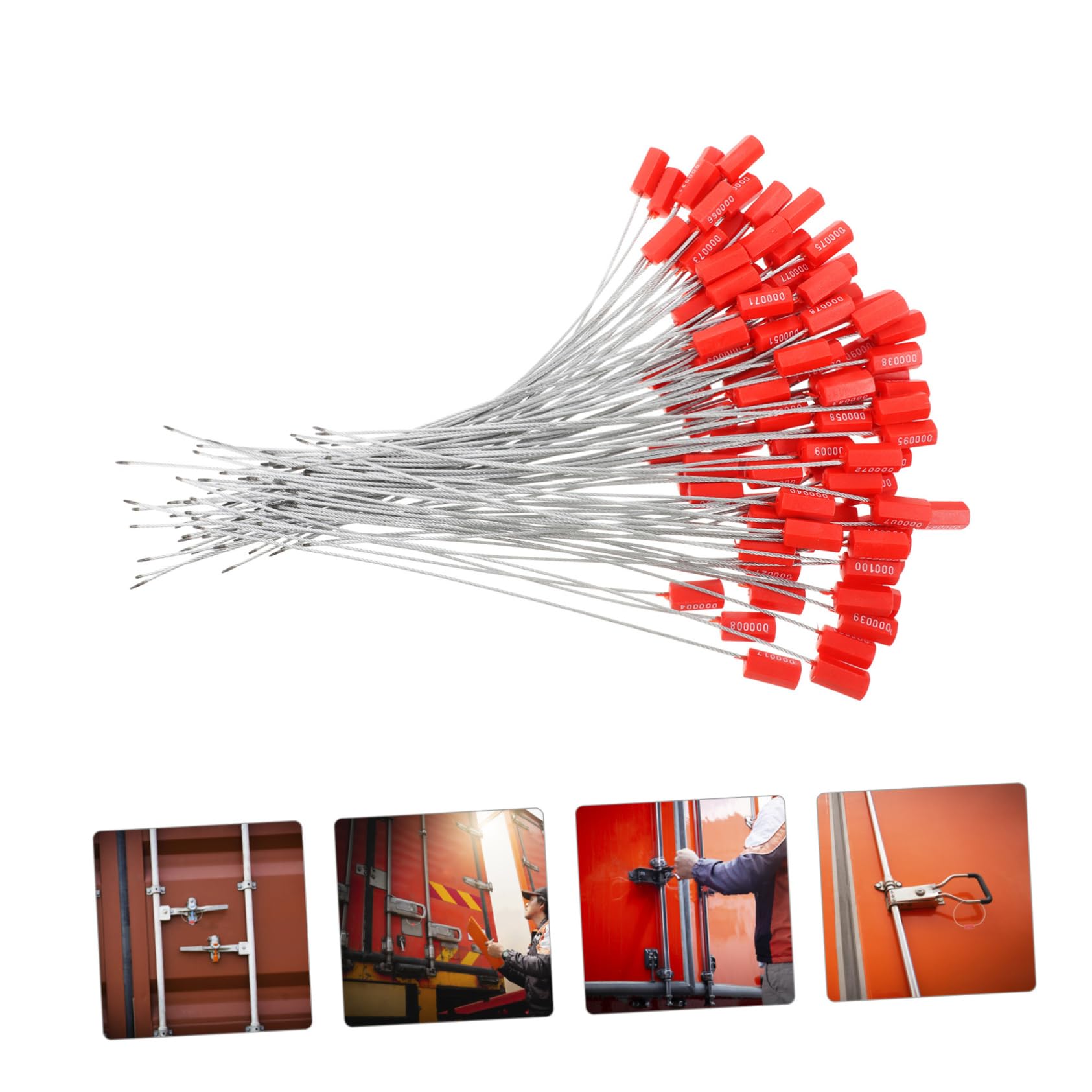 Scellés de Câble Rouges 100 Pièces en Acier pour Transport Sécurisé | Numérotation Unique, Anti-effraction, Format Industriel pour Conteneurs et Expédition
