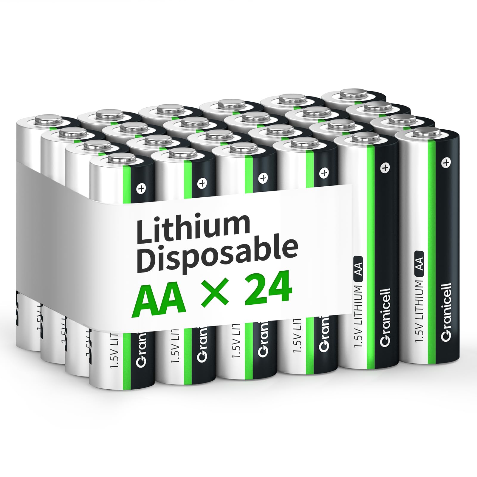 Granicell Confezione da 24 Batterie AA Litio - 3700 mAh 1.5V Non Ricaricabili batterie AA - Maggiore Durata per Fotocamere, Torce, Giocattoli, Dispositivi Elettronici
