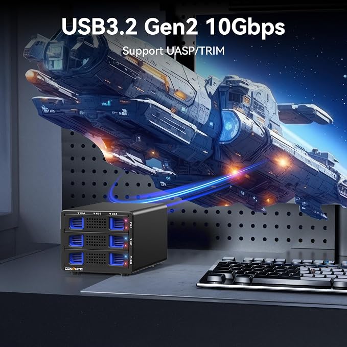 Enclosure de USB 3.2 Gen 2 para HDD/SSD con RAID y ventilador miniatura 4