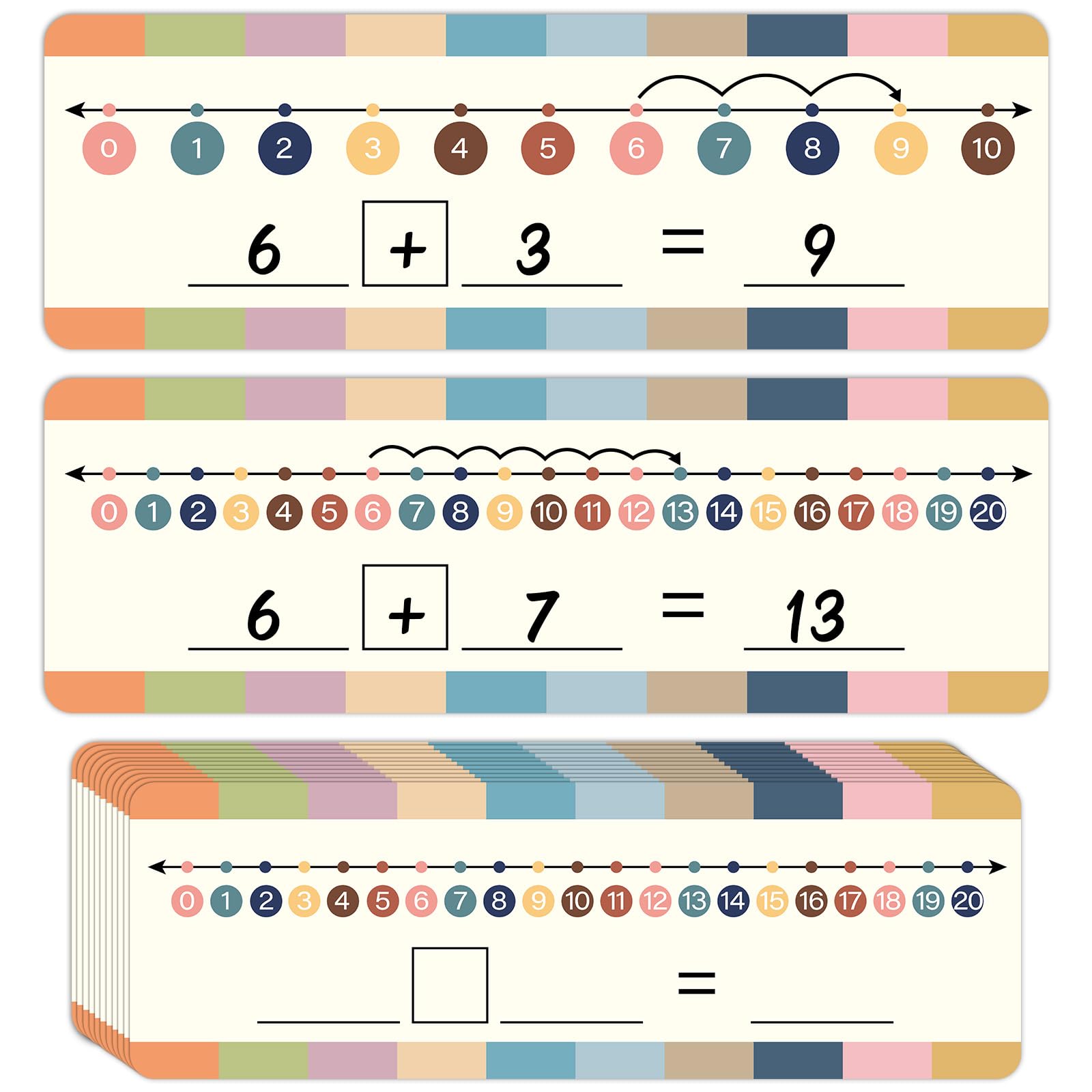 26 Pack Number Line Dry Erase Board Cards Double Sided Teacher Supplies Classroom Must Haves Manipulatives for Kindergarten Students Kids Classroom and Home Supplies(12"x4")