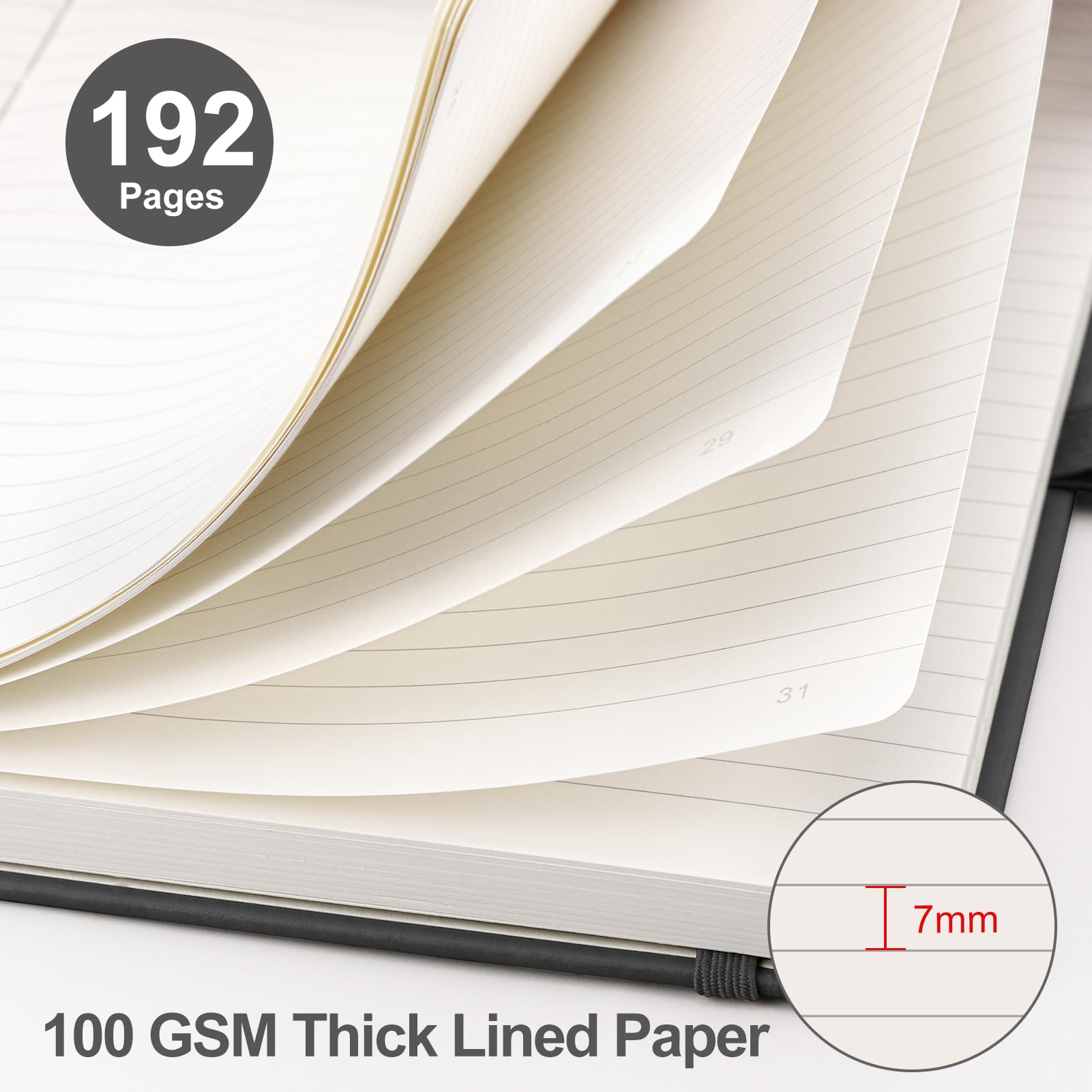 EMSHOI Notebook A5 Lined, 100gsm Hardcover Leather Journal with Sticky Notes - Image 3