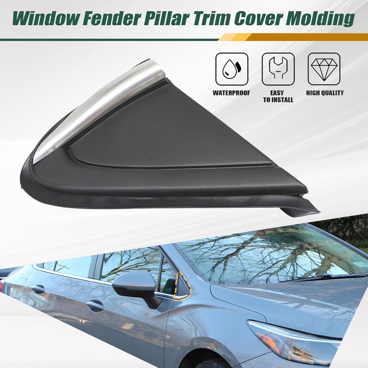 Priprilod Front Right Door Mirror Corner Mudguard Triangle Cover Compatible with Chevrolet Cruze 2016 2017 2018 2019# 84106816
