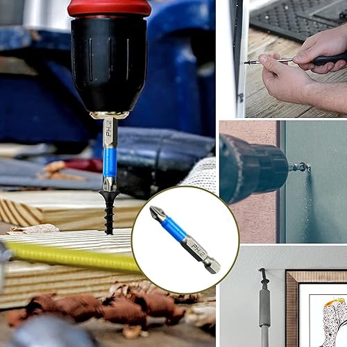 Miniatura 7 de 10 piezas Phillips Bits Ph2 herramienta eléctrica, juego de puntas de destornillador magnéticas, juego de puntas Phillips antideslizantes de 2