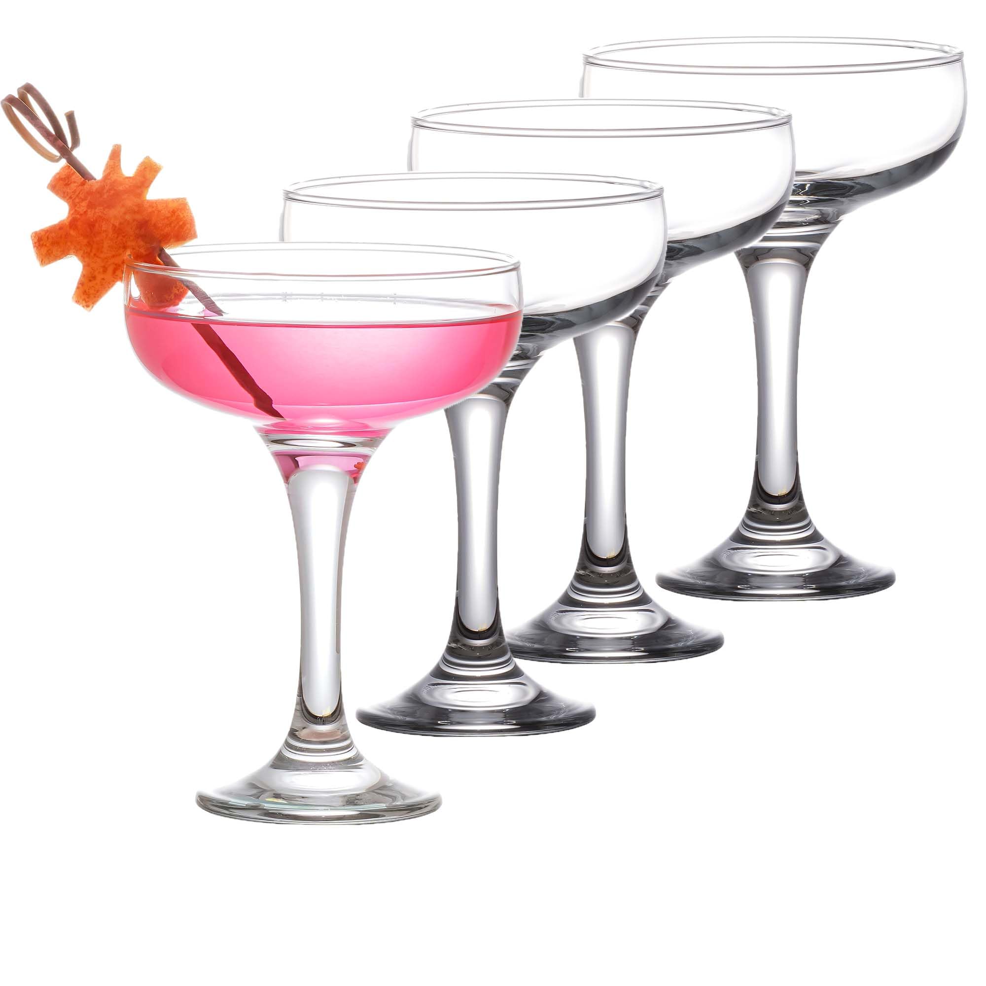 Copas de Cóctel (8 oz/235 ml). Copas de café espresso Martini, Margarita, Corte Elegante y Copa Champán, Cristalería larga (4)