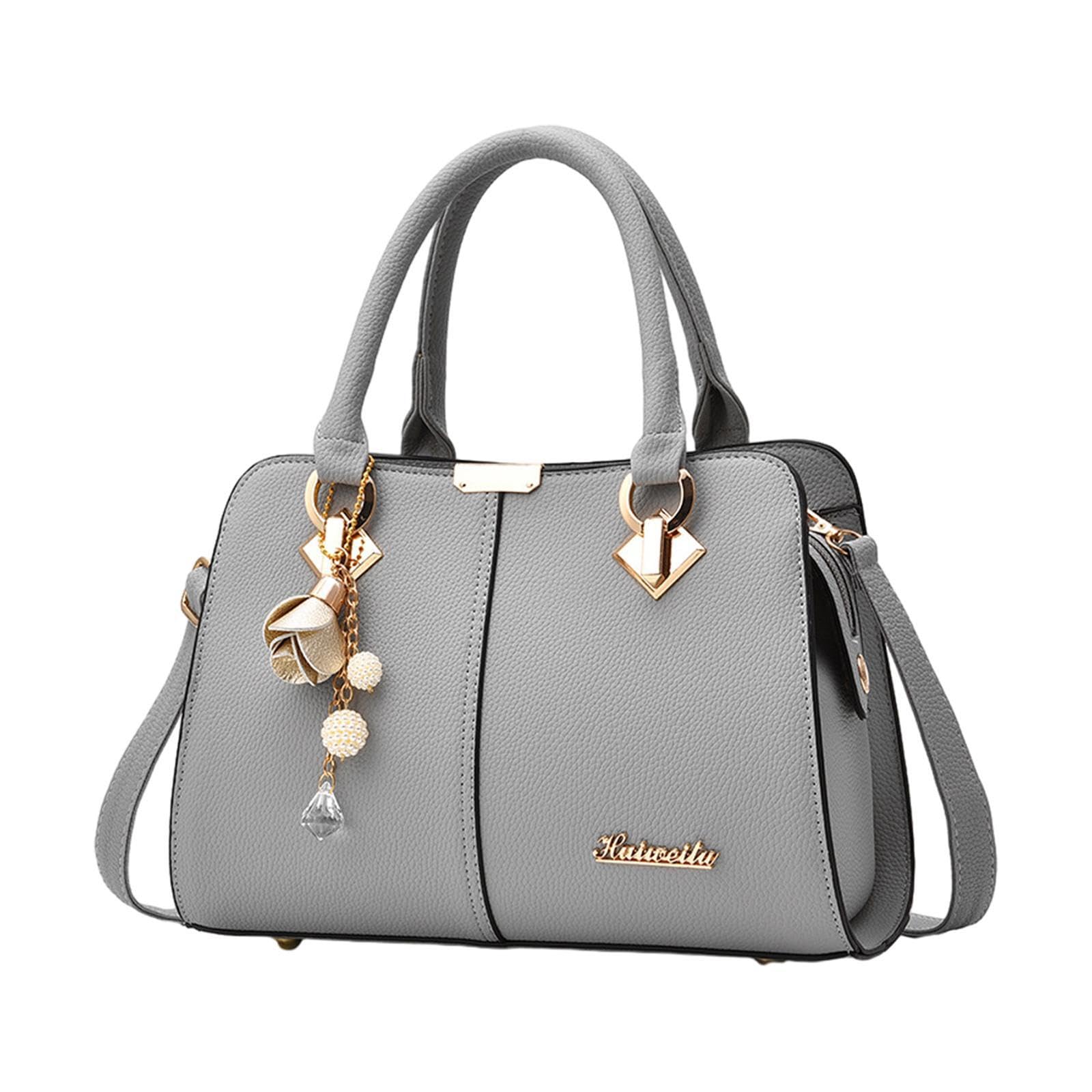 Sac à main femme bandoulière gris - Grand cabas multipoche 28x13x35cm