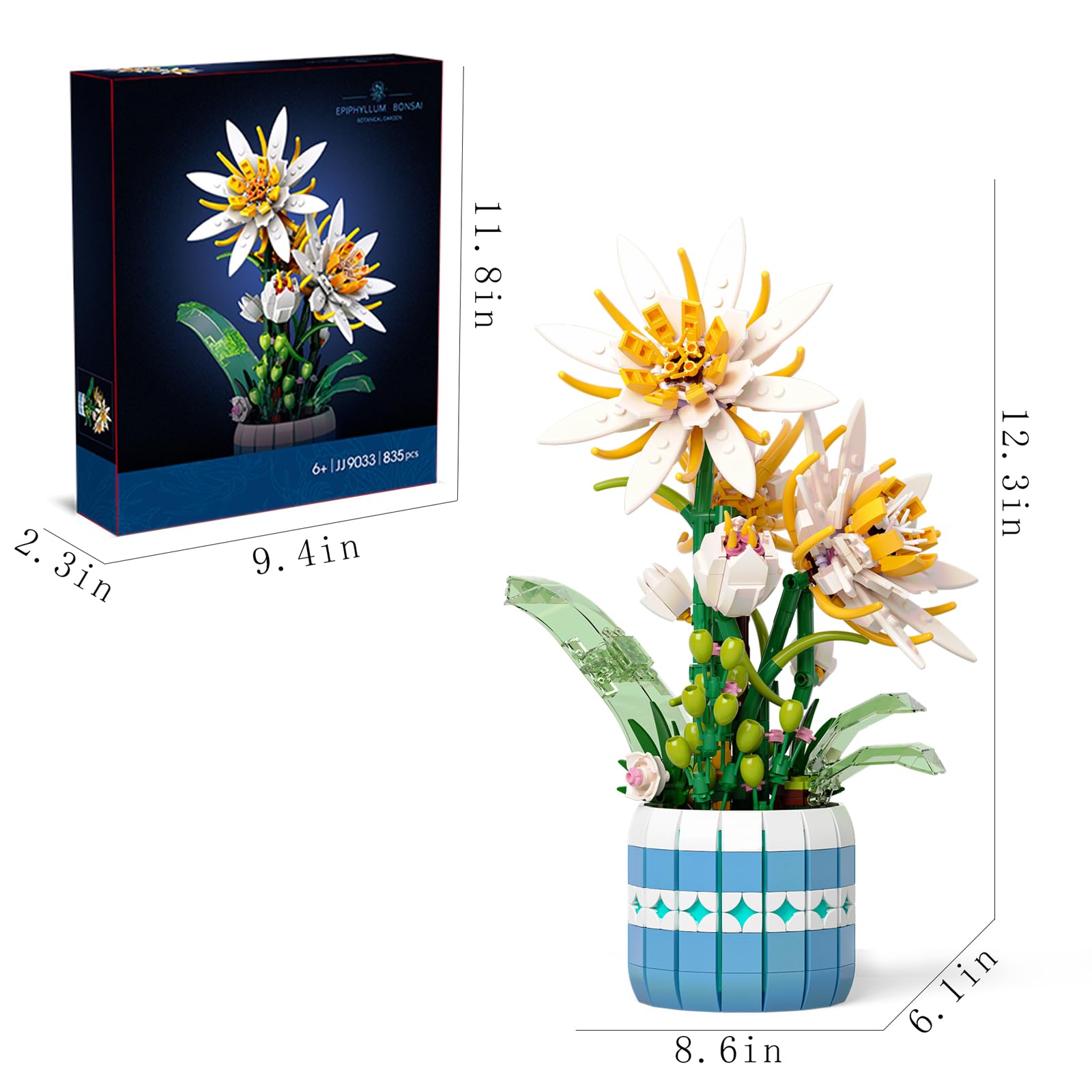 QLT Ideas Epiphyllum Flower Building Kit, Exquisite Flower Bonsai Building Blocks,Plants and Flowers,Botanical Collection - Image 4