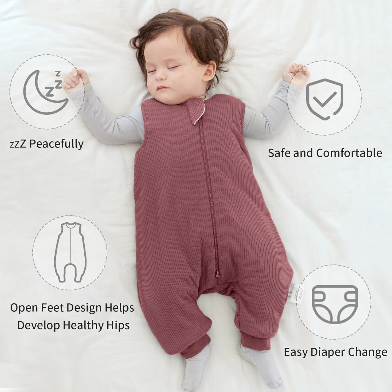 BubblePanda Rayon Made from Bamboo Toddler Sleep Sack with Feet 12-24 Months 1.0 Tog Breathable Sleep Sack 1t-2t Ultra Soft Baby Wearable Blanket with Legs Unisex Sleeping Bag with 2-Way Zipper