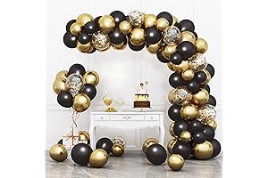 RUBFAC Black and Gold Balloons Garland Arch for Grand Event