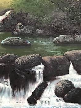 油彩画　緑陰清流　(平田武夫)　F6 油彩画 緑陰清流 (平田武夫) F6