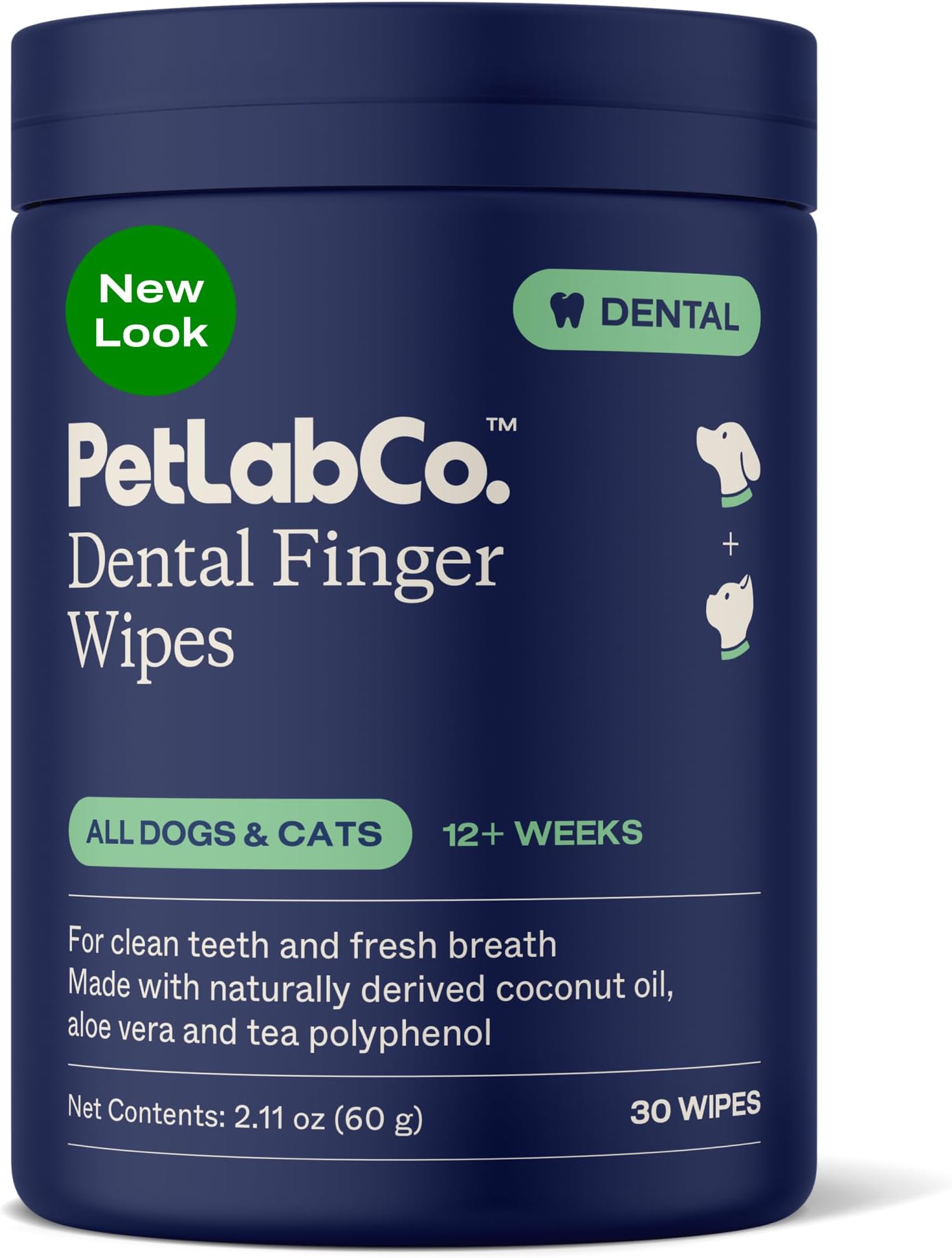 PetLab Co. Dental Finger Wipes - Easy to Use Dog & Cat Teeth Cleaner - Freshens Breath & Provides A Thorough Clean – Supports Overall Oral Hygiene – Alcohol & Fragrance Free - Packaging May Vary