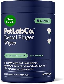 PetLab Co. Dental Finger Wipes for Dogs, Teeth Cleaning, 30 Wipes | Wipe-on cleaning to support surface dirt removal and fresh breath for dogs who won't tolerate brushing