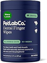 PetLab Co. Dental Finger Wipes - Easy to Use Dog & Cat Teeth Cleaner - Freshens Breath & Provides A Thorough Clean – Supports Overall Oral Hygiene – Alcohol & Fragrance Free - Packaging May Vary