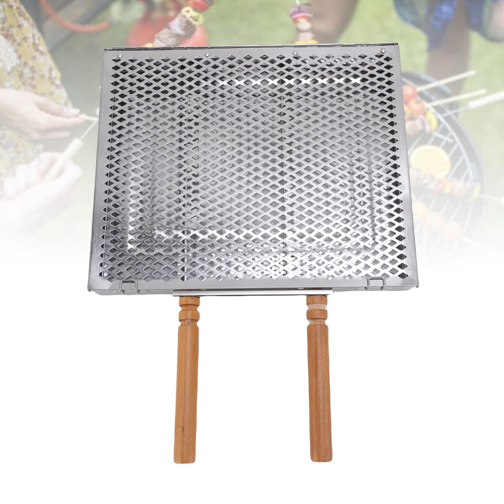 Cestello per Griglia, Cestelli per Griglia Pieghevoli in Acciaio Inossidabile con Divisori Rimovibili, Accessori per da Campeggio, per Barbecue all'aperto per Pesce, Carne, Verdure (doppia