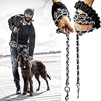 Vista 6 de Correa de metal para perro, correa de cadena con collar para mascotas, correas de entrenamiento para caminar, resistente, antimordeduras, gancho 360